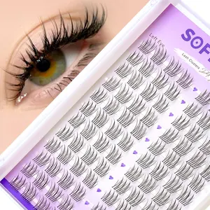 Natural Lash Clusters Wispy Individual Lash Extensions Clear Band Eyelash Clusters C Curvature Cluster Eyelash Extensions Natural Look Cluster Lashes DIY Lash Extension at Home by SOFENIDA