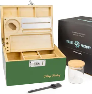 Bamboo Storage Box with Tray and Glass Jar, Wooden Organizer Case for Home, Desktop Storage Box, Gift Idea for Men and WomenBamboo Storage Box with Tray and Glass Jar, Wooden Organizer Case for Home, Desktop Storage Box, Gift Idea for Men and Women