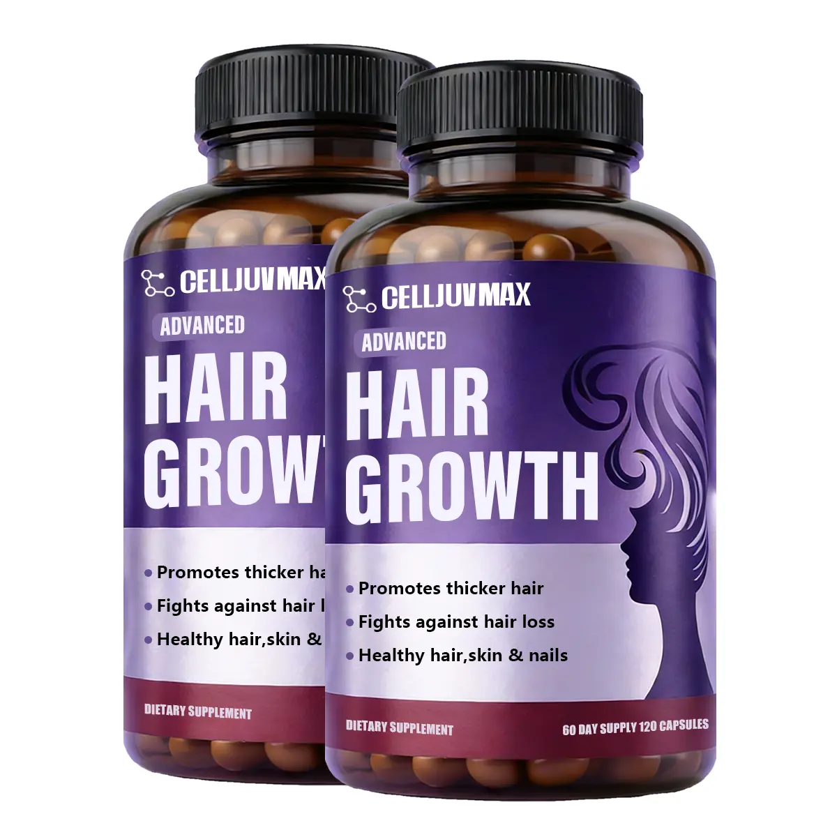 Celljuvmax 24-in-1 Vegan Hair Growth Supplements, Beauty Healthcare Supplement Capsules with 10000mcg Biotin, Collagen, Saw Palmetto - Supports Thicker, Fuller Hair, Skin & Nail Care, 60-Day Supply