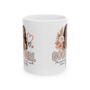 Good Girl Floral Portrait Mug | Motivational Quote Ceramic Mug