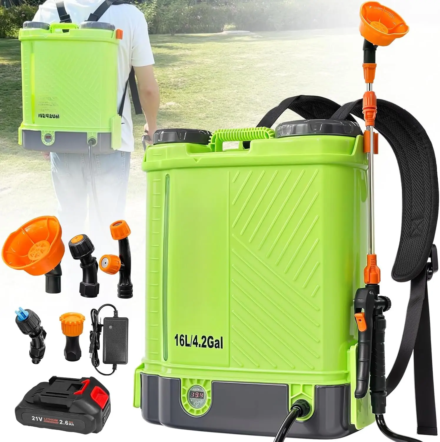 Backpack Sprayer 4 Gallon,  100 PSI Electric Graden Sprayer Works with Makita 18V , Weed Yard Sprayer with Telescopic Wand, 5 Nozzles, 2.6 Ah  & Charger Included