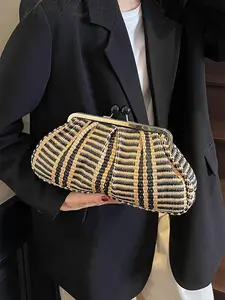 Women's Elegant Braid Design Clutch Bag, Fashionable Colorblock Handbag for Daily Used, Casual Trendy Versatile High-quality Daily Commuting Bag, Clutch Purse, Handheld Bag Purse