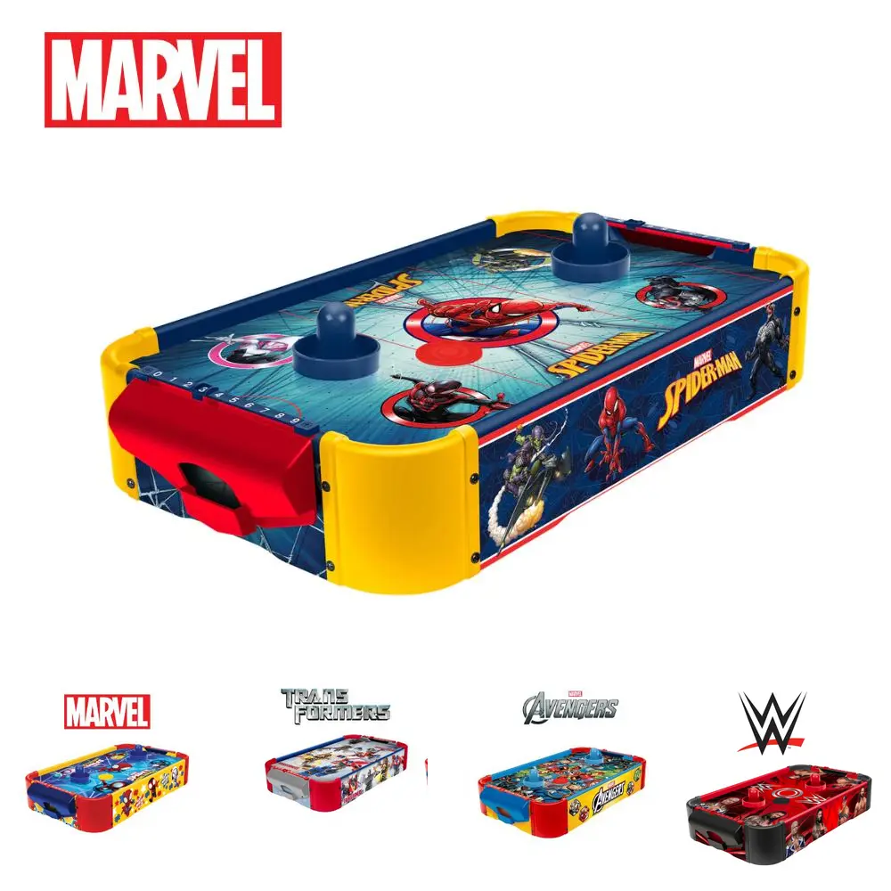 Officially Licensed Marvel,Transformers &WWE Wooden Electronic Air Hockey Table – Spider-Man, Avengers, Spidey and His Amazing Friends & Transformers, Ages 4+