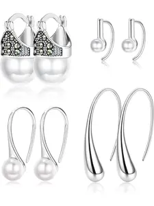 4 Pairs of Pearl Earrings Women's Pearl Drop Earrings Set Large Pearl Earrings Women's White Pearl Earrings