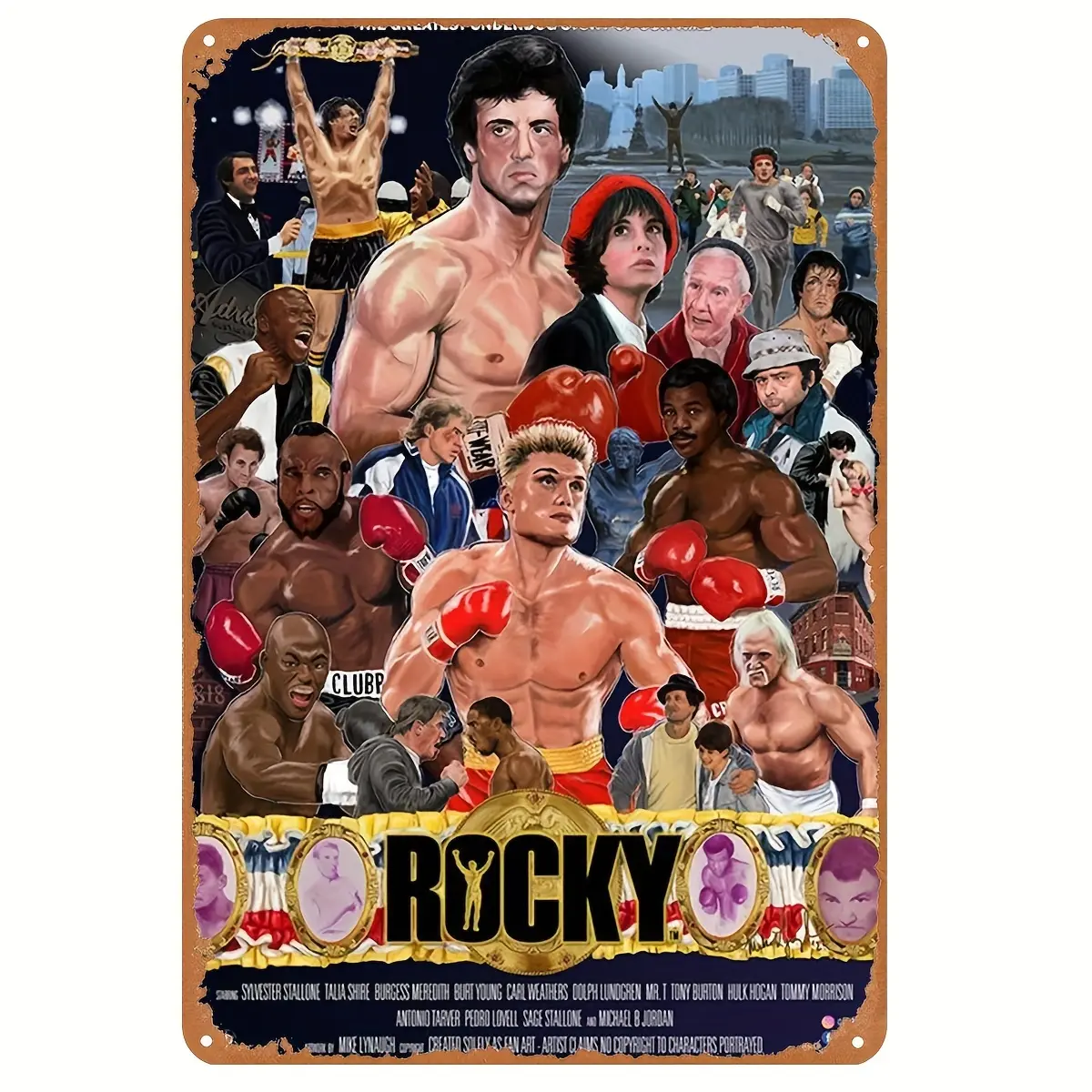 Rocky Movie Tin Metal Sign Poster - 1count Iron Wall Decor for Home, Bar, Club, Cafe, Office - Vintage Film Art 8x12 inches - Weather-Resistant Pre-Drilled Indoor/Outdoor Display