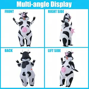Adult Inflatable Cow Costume, Outfit, Full Body Blow-Up Farm Animal, Perfect Festive Halloween Cosplay for Parties & School Events