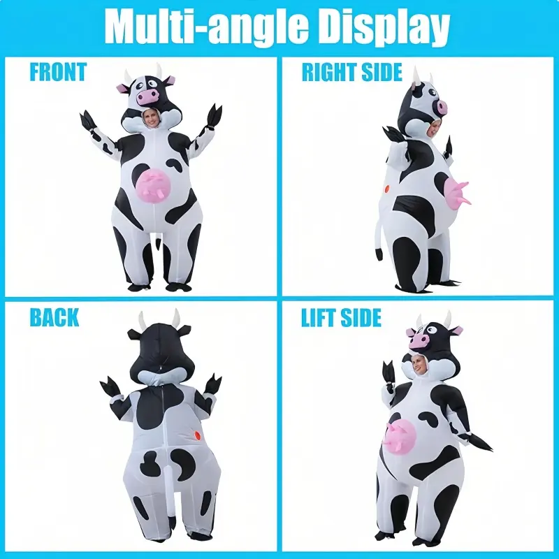 Adult Inflatable Cow Costume, Full Body Blow-Up Farm Animal, Perfect Halloween Cosplay for Parties & School Events