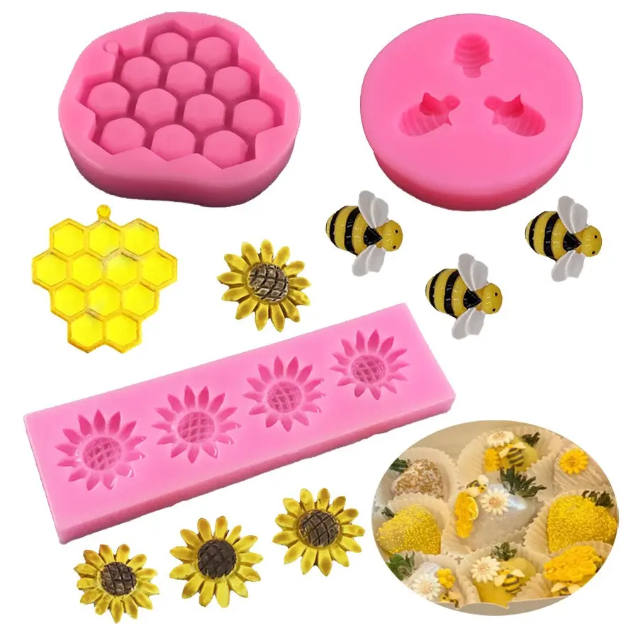 Beehive Sunflower DIY Chocolate Cake Silicone Molds, Decorative Baking Tool Set, Silicone Bakeware Set, Baking Utensils Supplies, Baking Essentials, Non-Toxic Ca Prop 65 Compliant, Perfect for Home Bakers, Silicone Cake Pan