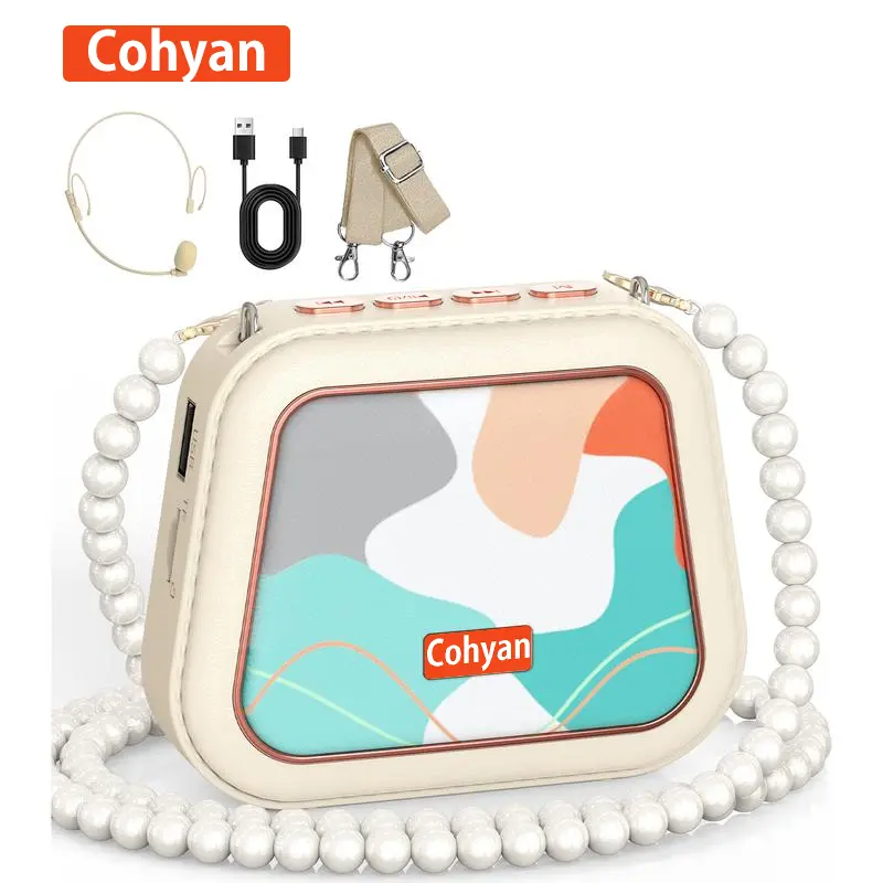 COHYAN K20 Portable Bluetooth Wired Audio Voice Amplifier with Headset Microphone and Speaker, Mini Bag Design, for Teachers, Classroom Use,summerwins