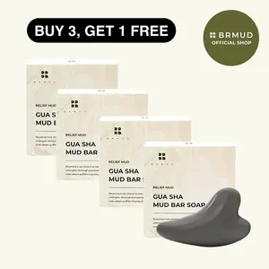 [Official Shop] BRMUD Relief Mud Gua Sha Mud Soap Bar Buy 3 Get 1 Free! Gua Sha-inspired solid soap bar for a soothing cleanse. Infused with sea salt & botanical oils to detox, exfoliate & nourish skin. Body Care Body Wash