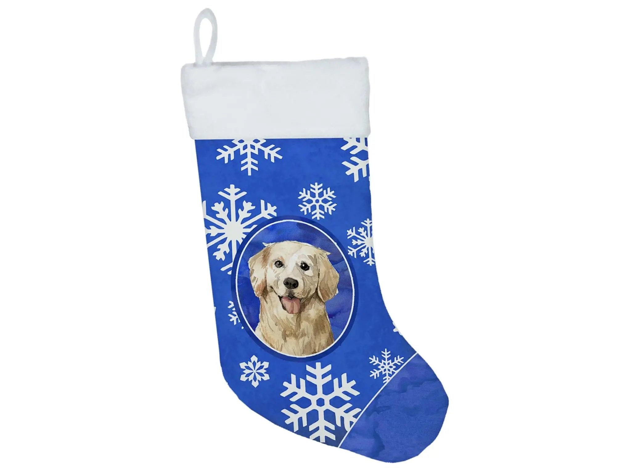 Golden Retriever Fabric Christmas Stocking, Festive Winter Snowflakes Decor, Holiday Artwork for Home Festive Decorations