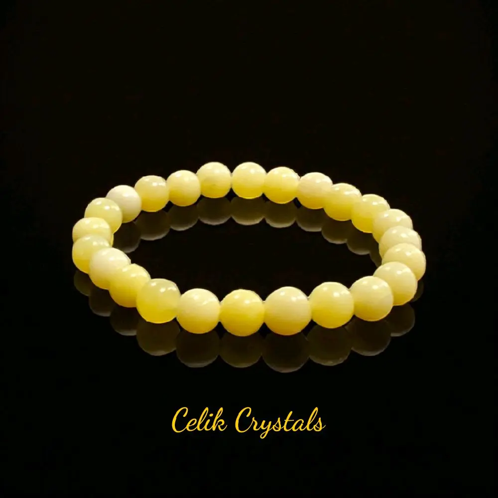 Natural Lemon Jade Crystal Bracelet - 8mm/10mm Beads, Unisex Stretch Design, Fashionable for Adults, 6.5 inches X-Small/7.5 inches/8 inches Large, Everyday Wear, Uplifting Properties, Ideal Gift