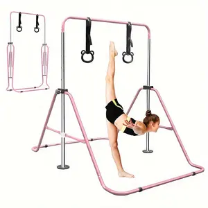 Gymnastic Pole With Pull Hoop, Gymnastic Horizontal Bar With Adjustable Height, Gymnastic Jumping Bar For Home