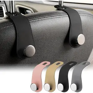 Leather  Seat Storage Hanger, 2 Pack, Stylish Seat Organizer Hooks for Purses, Bags, Coats, Umbrellas, Black