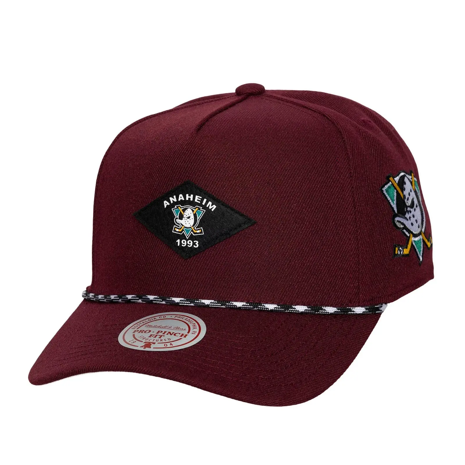 Anaheim Ducks Purple Fine Print Pro Pinch Snapback Hat NHL Throwback Cap Adjustable Fan Gear Mitchell & Ness