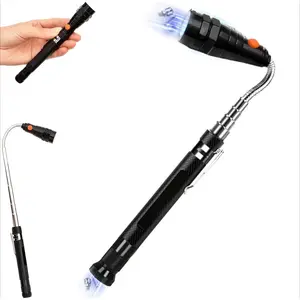 LED Light Telescoping Magnetic Pickup Tool, 22.6in Extendable Flexible Flashlight, 360° Swivel Extensible Magnet, Bendable Retrieval Tool, for Small Metal Parts in Tight Spaces