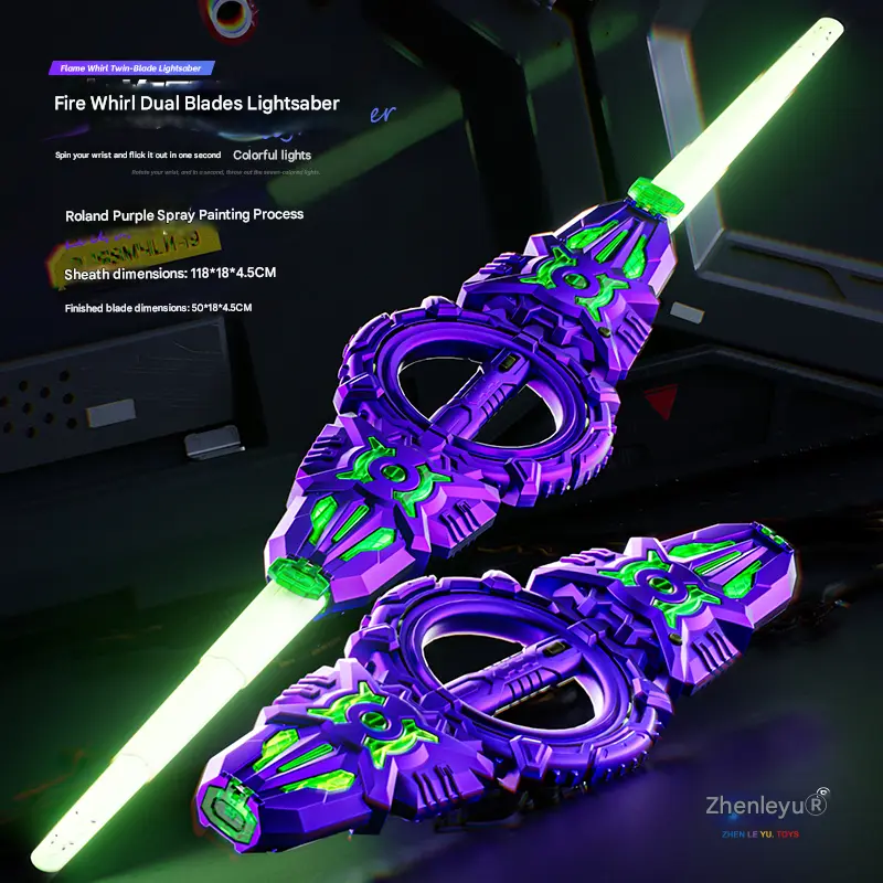 Double Head Lightsaber - 7-Color Glowing, 360° Rotating, Safe Non-Toxic Toy Swords & Sabres, Safe for Play Role Play Gift for Party Birthday Christmas, Glow Fidget Glow-in-the-Dark Toy, Non-Toxic Design