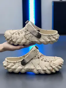 Men's Random Camouflage Print Slides, Casual Comfortable Breathable Non-slip Slippers for Indoor & Outdoor Wear, Lightweight Breathable Slides for Daily Wear, Boy Walking Shoes, Breathable Cushioned Footwear