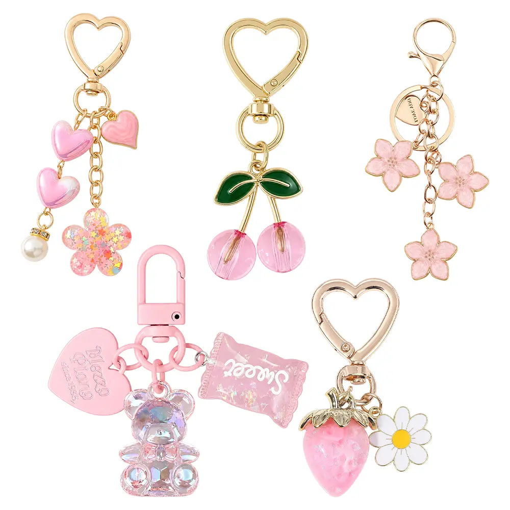 5pcs Bag Charms for Handbags Key Chains for Women Cute Cherry Bag Charms for Handbag Backpack Keychain Accessories