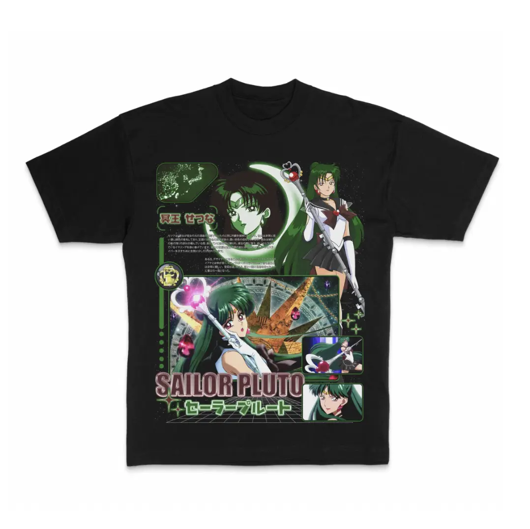 Sailor Pluto T-Shirt, Anime Graphic Tees, Unisex Tshirt, Gifts Shirt, Menswear Womenswear Streetwear, Aesthetic, Heavyweight Cotton Comfort Top Regular Fit Y2k Outfit Outdoor Affliction Clothes