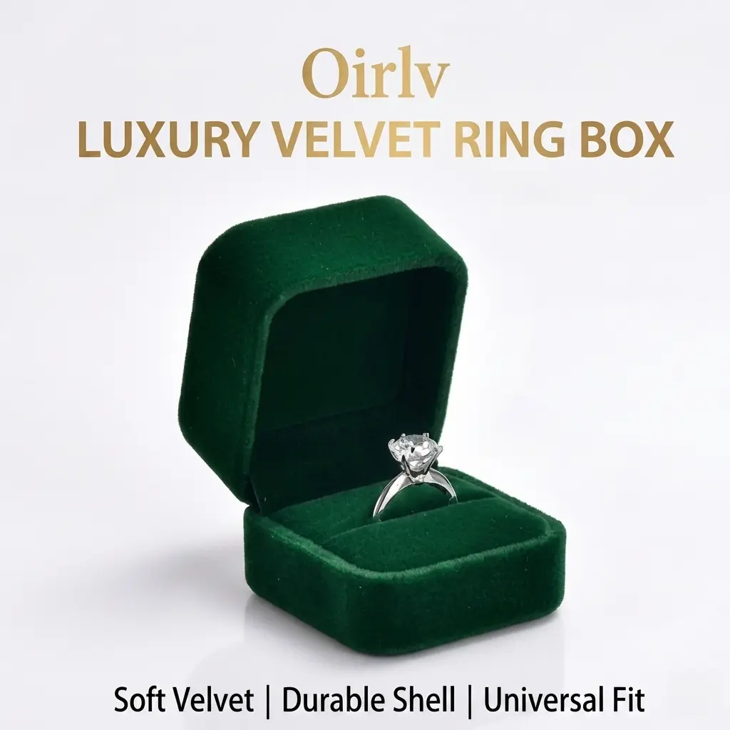 Oirlv Velvet Ring Box With Lid  - Luxury Soft Velvet JewelryGift Box for Engagement, Wedding, Proposal &Storage