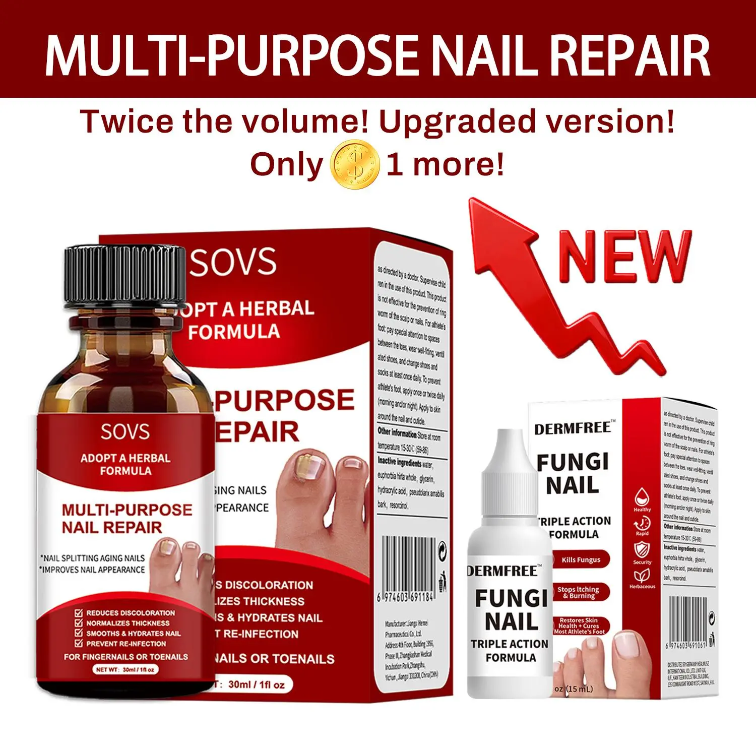 SOVS Toenail Fungus Treatment Extra Strength ,Antifungal Solution ,Triple Action Formula for Damaged Nails, Multi-Purpose Nail Repair,1 Fl Oz Manicure Therapy summerwins,