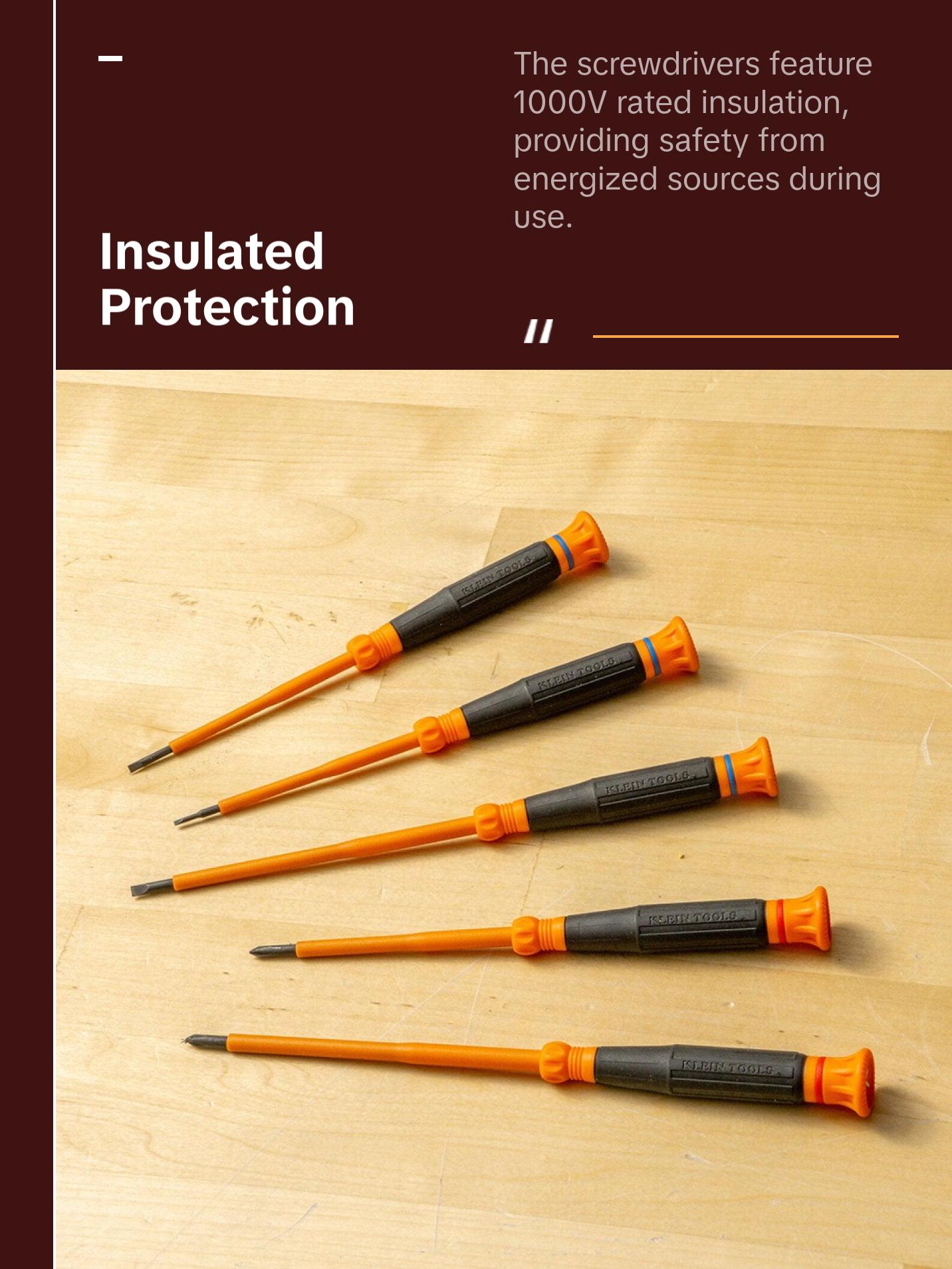 Klein Tools 85615INS Insulated Precision Screwdriver Set, 5-Piece