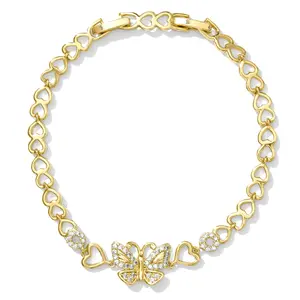 Gold heart butterfly bracelet