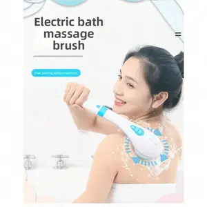 This electric shower brush is suitable for use in the shower and is waterproof. It comes with a long double-handle power multi-head brush head, is rechargeable, has 2 speed settings, and can be used for cleaning, exfoliation and skin massage.