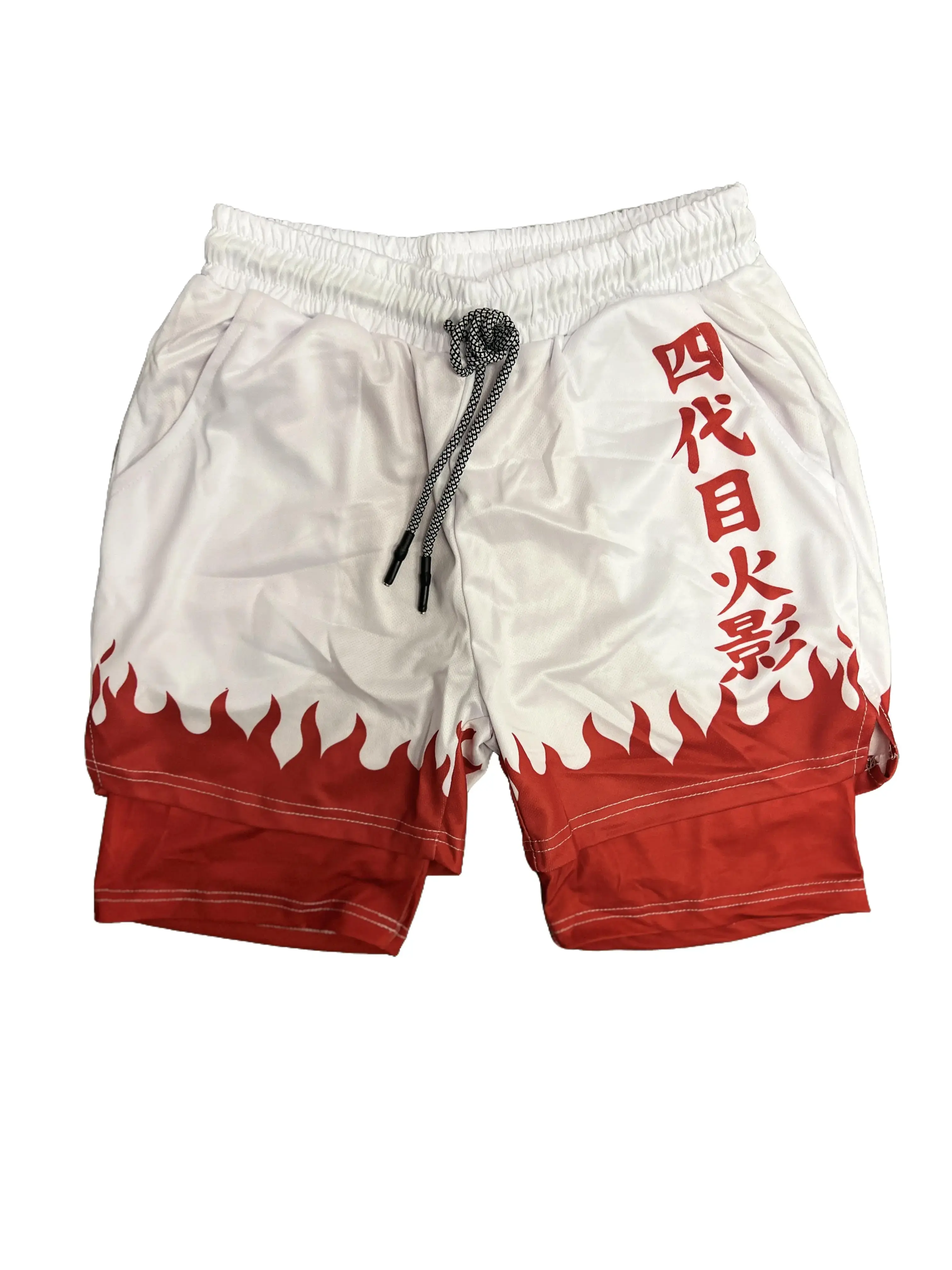 Minato Namikaze 4th Hokage Cloak Shippuden Men's Shorts Performance Shorts Summer Double Layer Beach Pants Fitness Training Pant Sports
