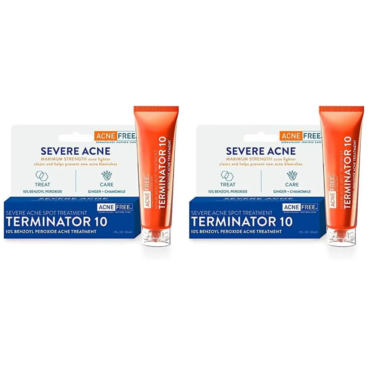 AcneFree Terminator 10 Acne Spot Treatment with Benzoyl Peroxide 10% Maximum Strength Acne Cream Treatment, 1 Ounce