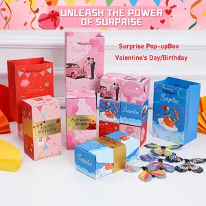 20 Bounces Surprise Gift Box with Flying Butterfly Toys Explosion Unique Folding Bouncing Red Envelope Cash Box for Valentine's Day Gift Birthday Anniversary Christmas and Proposal