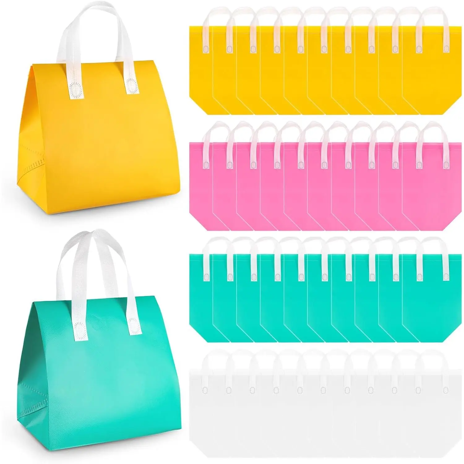 40 Insulated Takeaway Bags Insulated Food Bags Suitable for Coffee Milk Tea Takeaway Dinner Fresh Seafood Hot and Cold Food Suitable for Restaurants Retail Stores or Picnics BBQ (Four Colors)