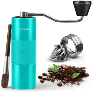Manual Stainless Steel Conical Burr Coffee Grinder in Aqua Sky Color Does not apply