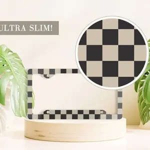Black and Brown License Plate Frame, Retro Checker Print License Plate Holder, Car Accessory, License Plate Frame,Trendy License Plate Cover