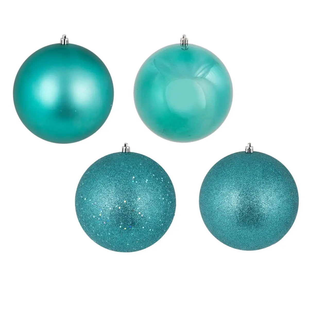212 MAIN Plastic Christmas Ornaments, 2.4 in. Teal Multi-Finish Assorted Color Holiday Decorations, 24-Piece Festive Boxed Set