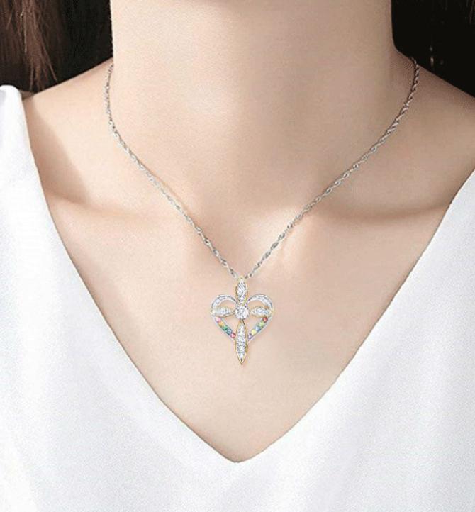 Fashion Love Heart Shaped Cross Pendant