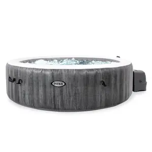 Intex PureSpa Plus Portable Inflatable Round Hot Tub Spa with 170 Jets, LED Lighting, and Energy-Efficent Cover Set