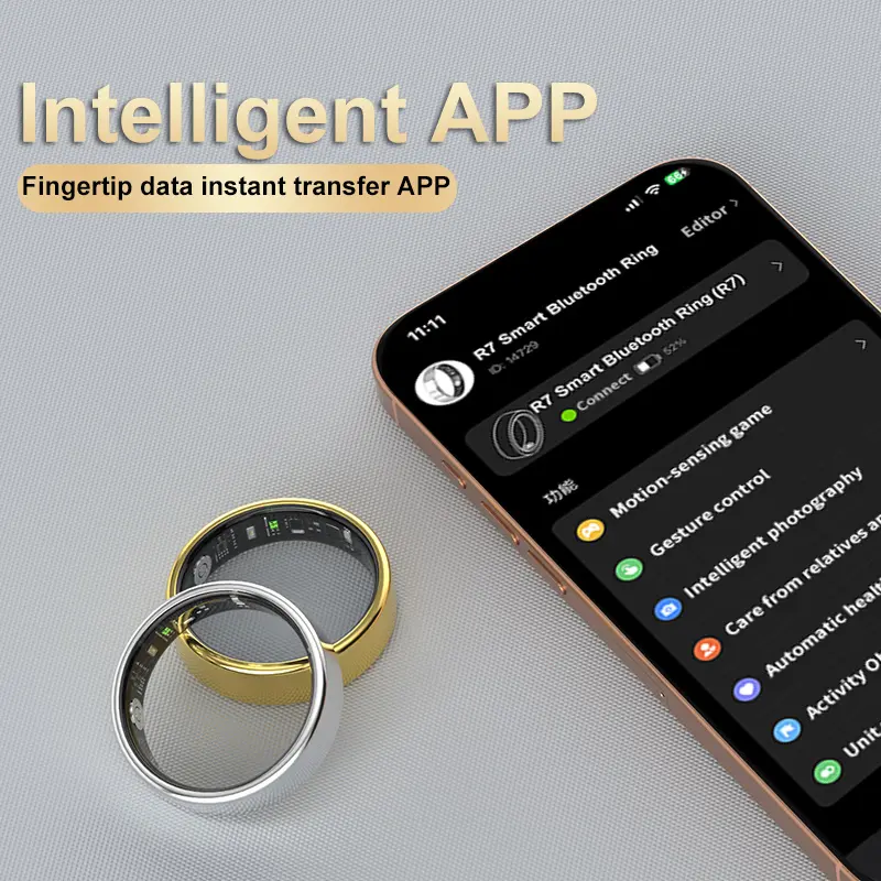 New Ultra Narrow Border Smart Ring Lightweight Health Tracking Finger Ring, IP68 Waterproof, Heart Rate Blood Oxygen Sleep Monitor, Gesture Control Photography Sports Fitness Tracker Smart Ring for Men Women