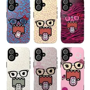 Cartoon Face Domo Phone Case: Trendy Baddie Aesthetic Spiral Glasses Cover Compatible with iPhone X, 11, 12, 13, 14, 15, 16, 17 & Samsung