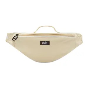 Nike Heritage Polyester Versatile Crossbody Waist Bag, Light Vanilla, Unisex Zipper Bum Bag, Versatile Bag