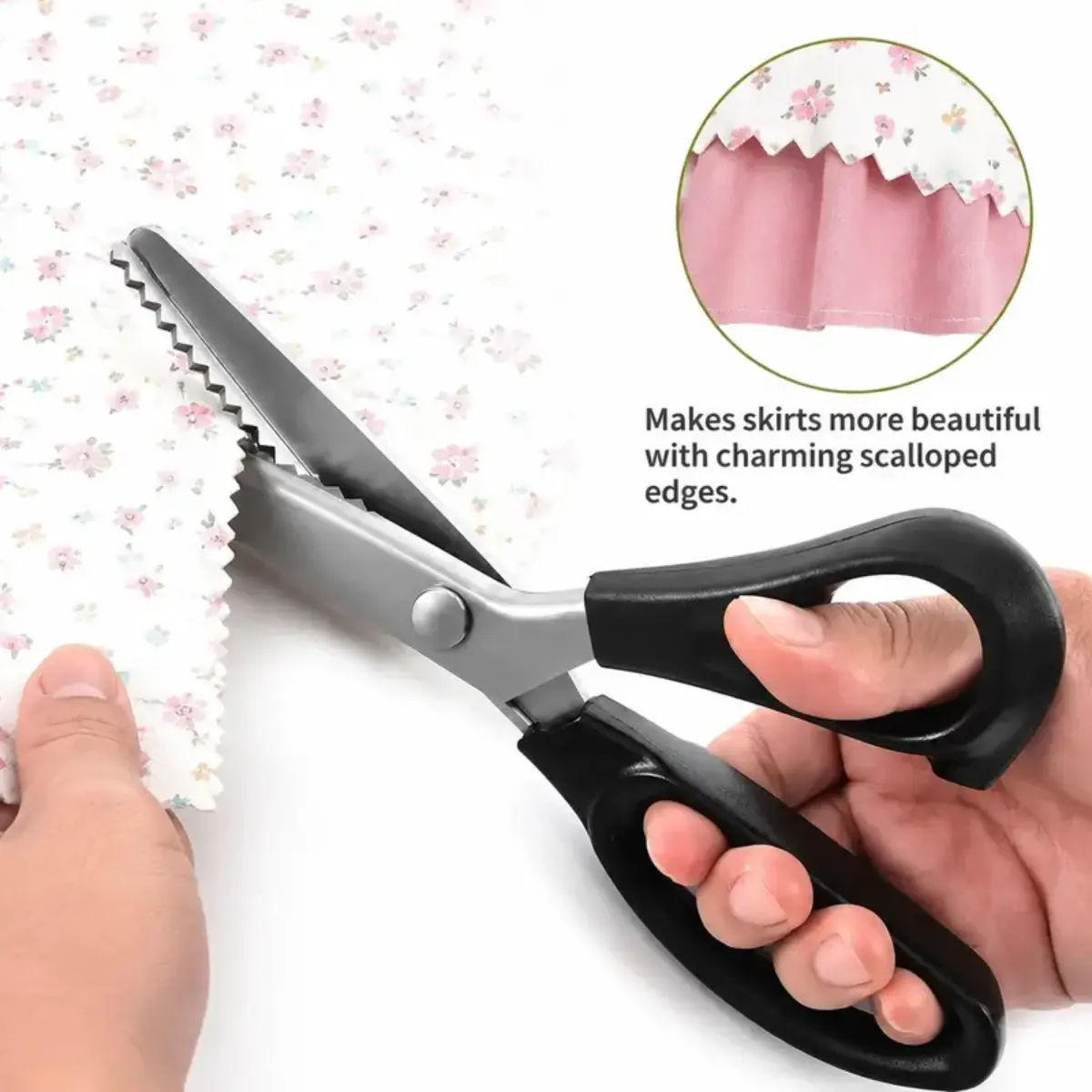 Stainless Steel Zig Zag Pinking Shears with Serrated Teeth - Durable, Sharp Sewing Tool for DIY Crafts, Dressmaking - Textiles & Sewing Supplies Accessory