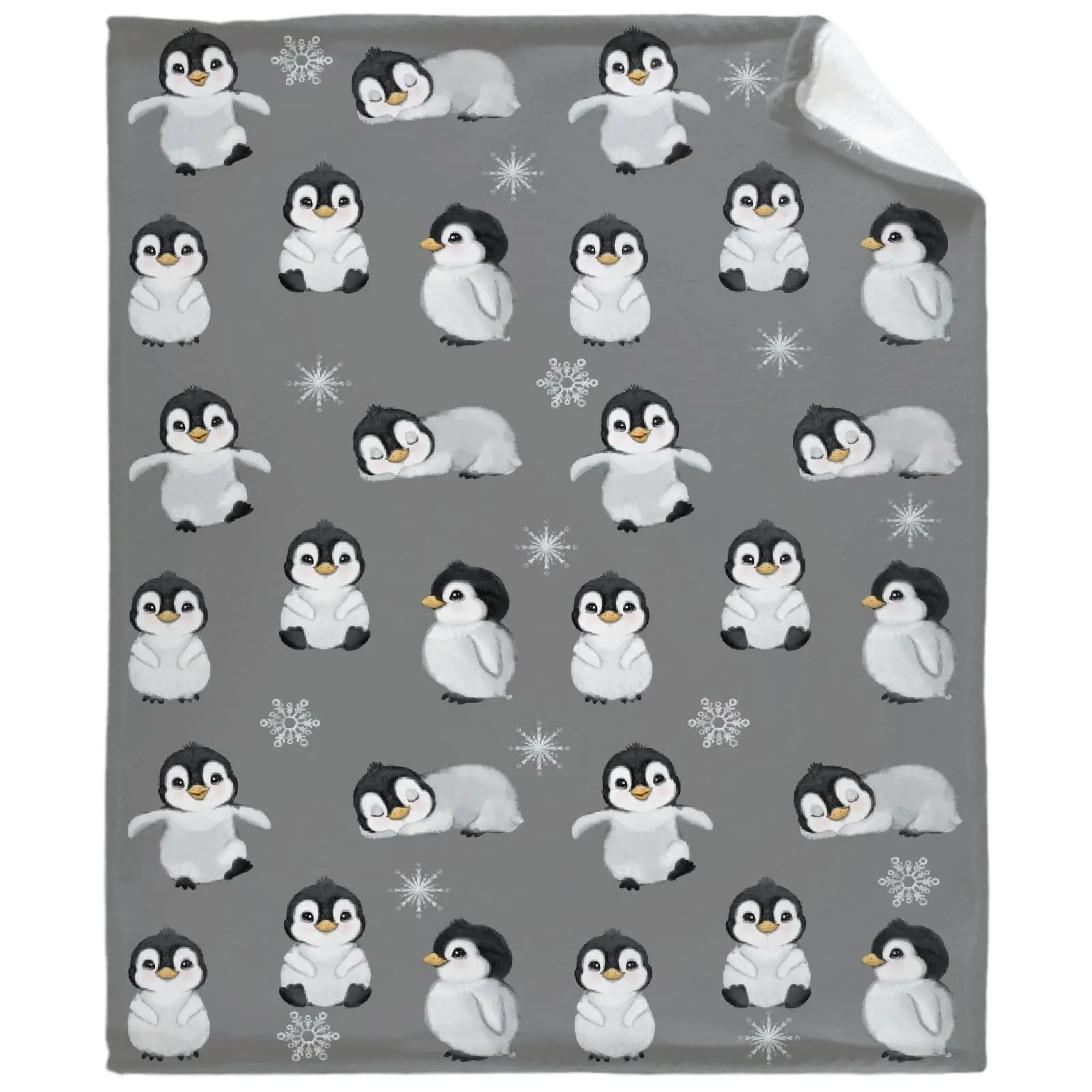 Cute Penguin Print Flannel Fabric Throw Blanket - Multi-Size (122Cm×81Cm（32X48in）, 152Cm×127Cm（50X60in）, 101Cm×76Cm（30X40in）), Durable, Lightweight, Breathable, Warm, Cozy, Machine Washable, Gift for Grandparents & Adults, Camping Blanket