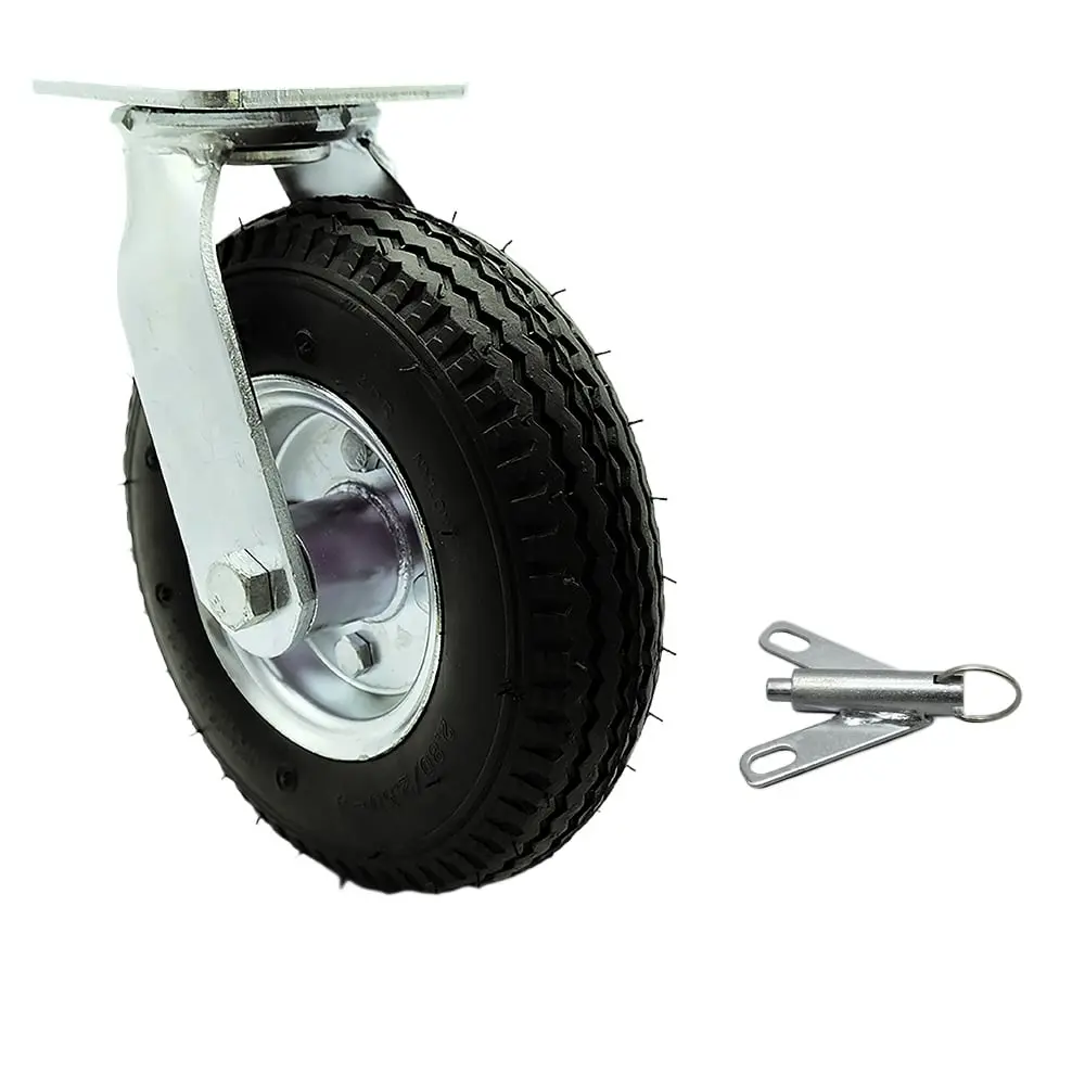 212 MAIN SCC-100S280-PNB-BSL 8 in. Heavy-Duty Swivel Pneumatic Caster, Black Rubber Wheel, Bolt-On Swivel Lock Service Caster