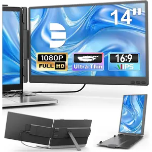 14" Laptop Screen Extender, Ultra-Thin FHD 1080P IPS Dual Portable Laptop  Extender for 13-17" Laptops, Plug & Play with HDMI/USB-A/Type-C, Compatible with Windows, , Android