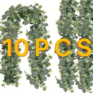 10-Pack Eucalyptus Vine Garland, Floral Eucalyptus Leaf Vines, Elegant Leaf Design, Wedding Arch Home Decor, Realistic Greenery Vines for Decoration, Home Decoration Bouquet, Artificial Flowers, Faux Flower Bouquets