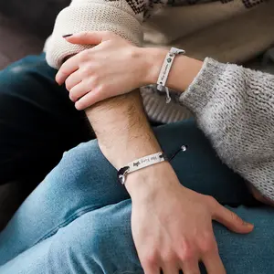 MEIITRUE 2 PACK String Rope Braided Cross Bracelet for Couples, Adjustable Handmade Magnetic Heart Charm Bracelets, Perfect Jewelry Gift for Women Men