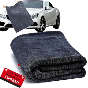 Car Drying Towel, Large Premium 1200GSM Microfiber Towel for Car, No scratches, Streaks & water Spots, Edge-Less Design, Twisted Loop Microfiber Towel for Cars 1 swipe Quick & Effortless Dry 24” x 40”