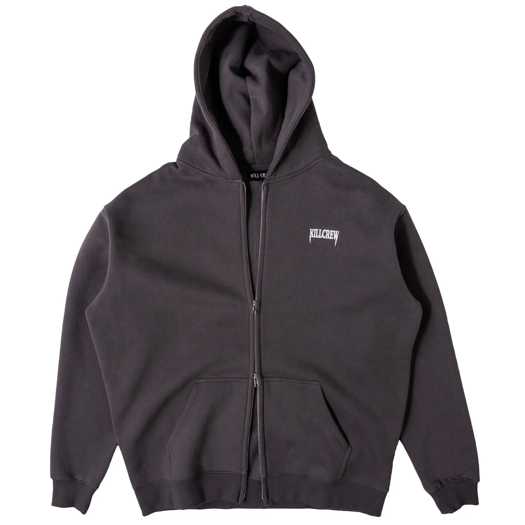 Kill Crew Women's Oversized Zip Up Hoodie, Heavyweight Cotton Blend Fleece, Casual Long Sleeve Sweatshirt with 2-Way Zipper, Polyester, Athleisure Wear, Graphic