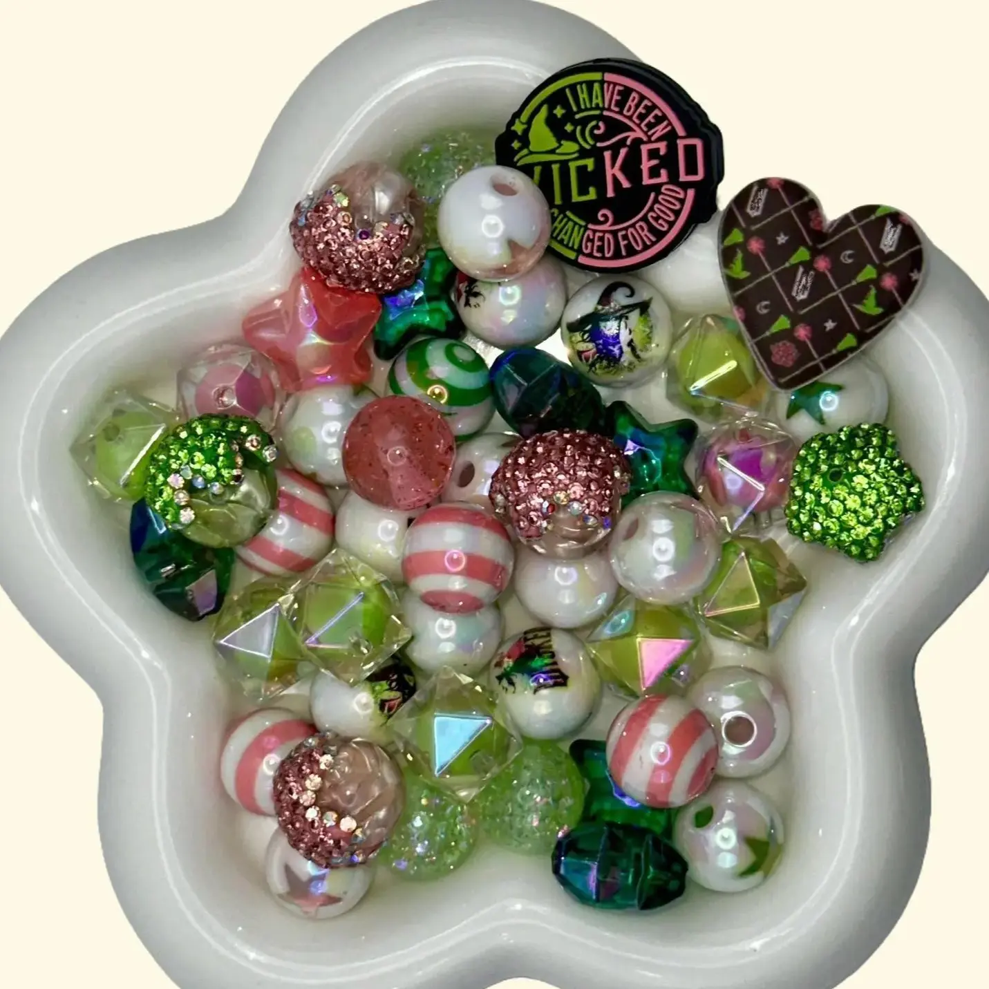 Changed for Good Witches Bead Mix with Focal Beads Included - 16 mm Resin & Acrylic Beads & Fancy Clay Rhinestone Beads